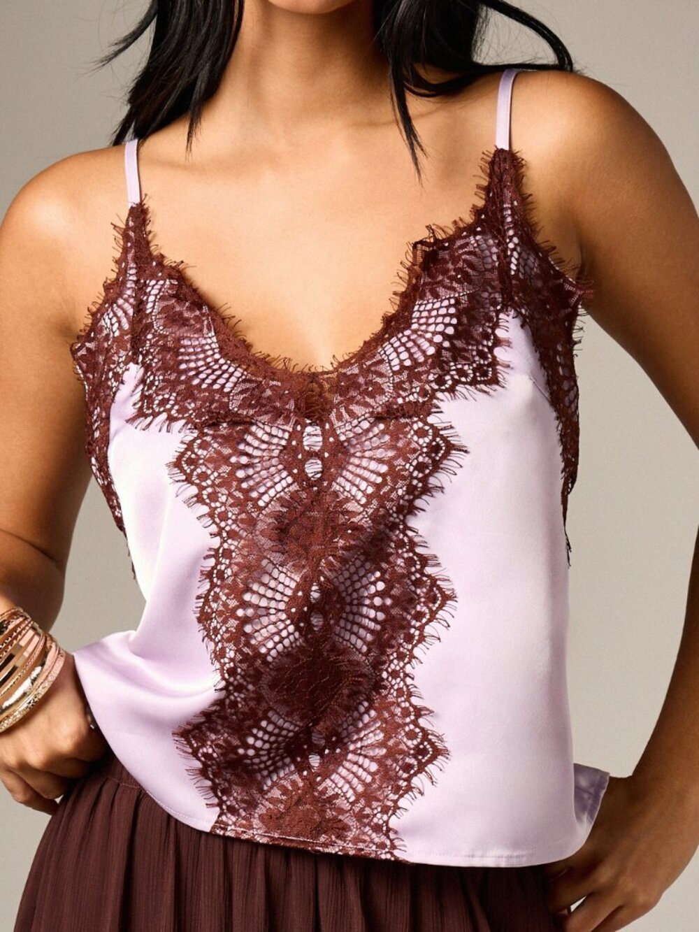 Multicolor Casual Women's Lace Trim Camisole Tank Top V Neck Sleeveless Blouse